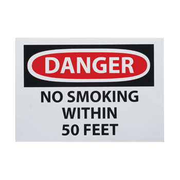 Self adhesive    Danger No Smoking with 50 feet Sign