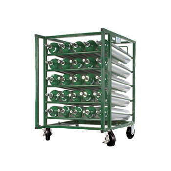 Layered Cylinder Cart for Horizontal Storage - Holds 25 D/E Cylinders