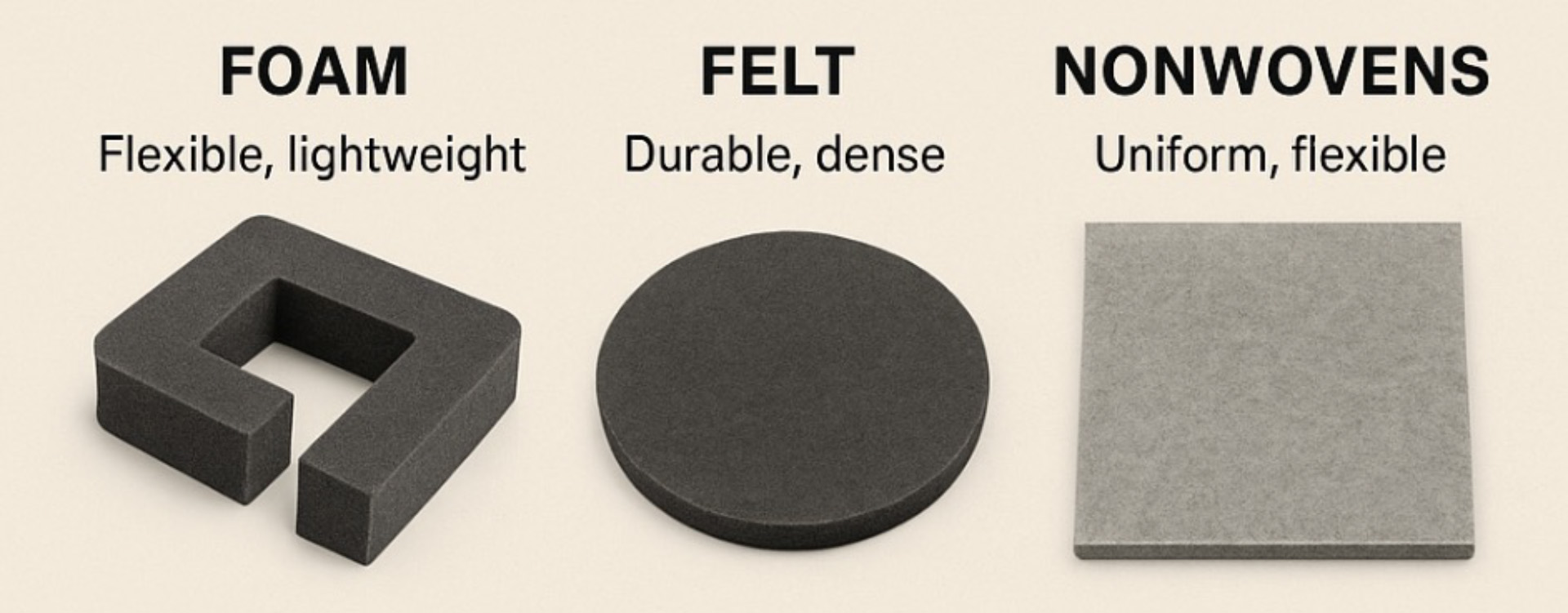 Choosing the Right Material for Your Gasket, Insert, or Filter: Foam vs. Felt vs. Nonwoven