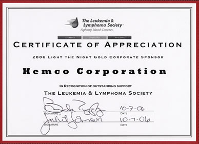 Hemco Leukemia Certificate