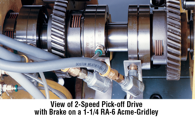 View of 2-Speed Pick-off Drive with brake on a 1-1/4 RA-6 Acme-Gridley