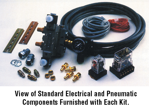 View of Standard Electrical and Pneumatic components furnished with each kit