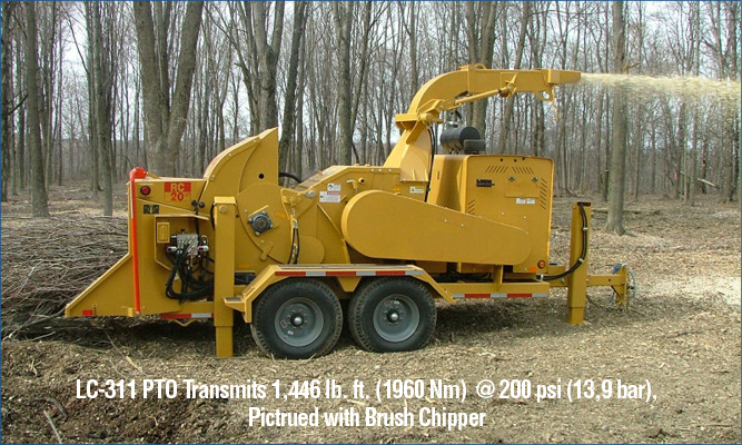 LC-311 PTO transmits 1,446 lb. ft. (1960 Nm)  @ 200 psi (13,9 bar), Pictrued with Brush Chipper