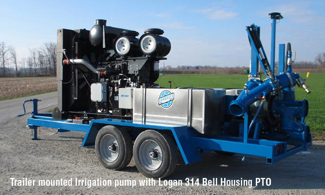 Trailer mounted Irrigation pump with Logan 314 Bell Housing PTO