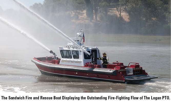 The Sandwich Fire and Rescue Boat Displaying the Outstanding Fire-Fighting Flow of The Logan PTO.