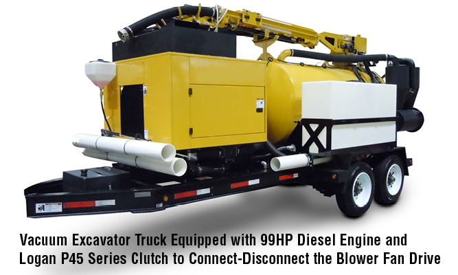 Vacuum Excavator Truck Equipped with 99HP Diesel Engine and Logan P45 Series Clutch to Connect-Disconnect the Blower Fan Drive