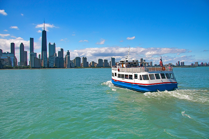 Tour boat, water taxi using Logan FlexaDrive Hybrid Technology