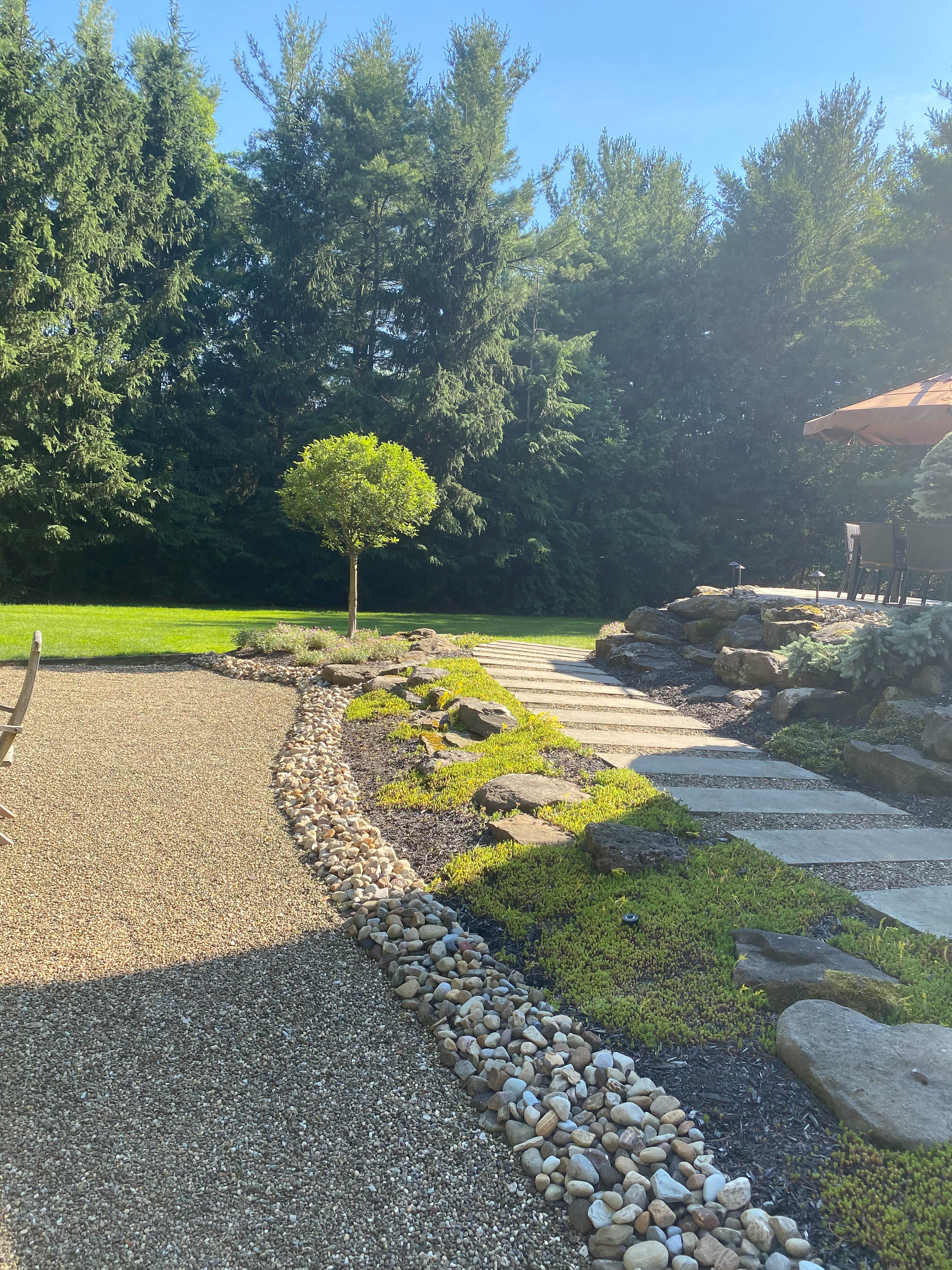 Stone Walkway through landscaping and yard