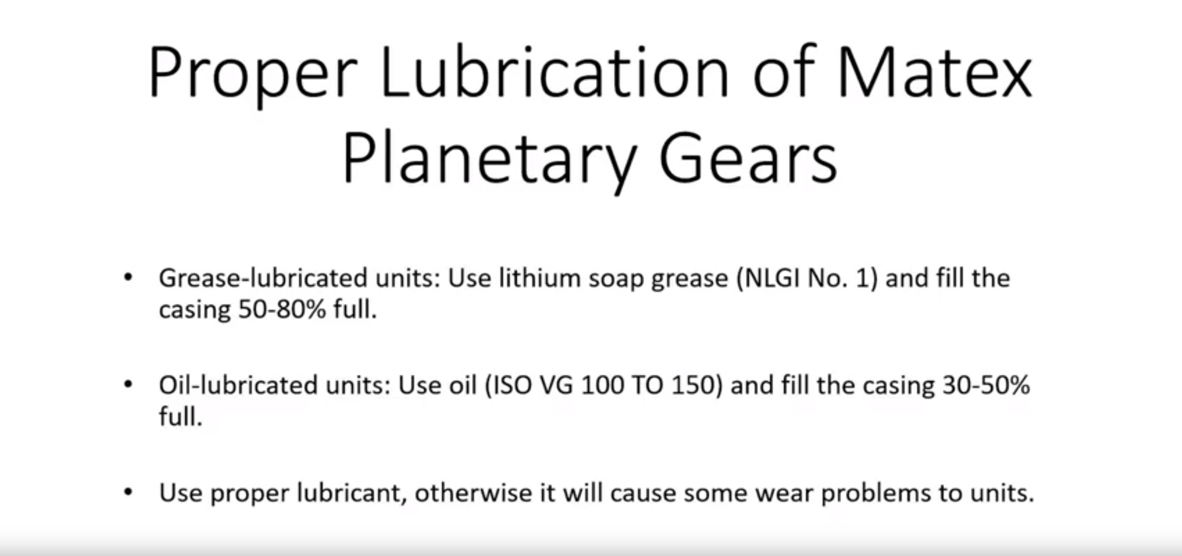 How to properly lubricate your planetary gears | Matex 
