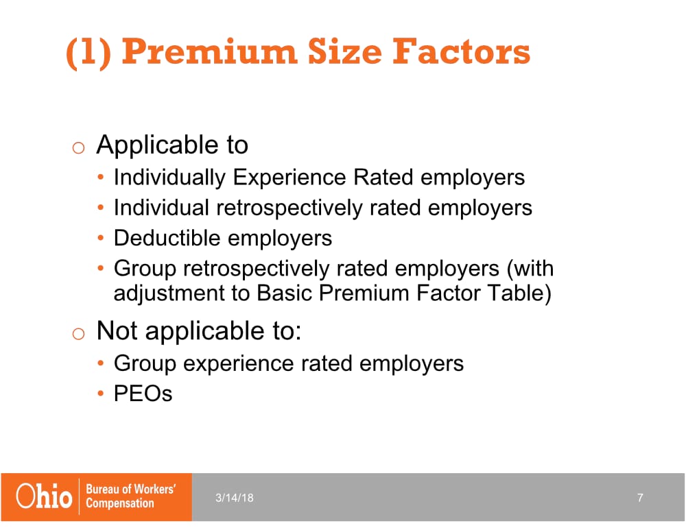 Premium Size Factors | 2019 Changes to Ohio BWC | Spooner Incorporated